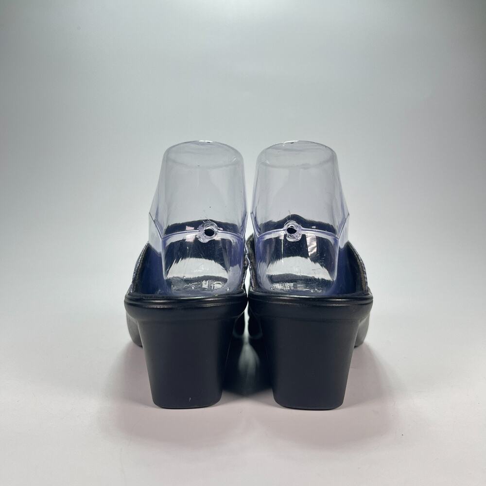 Curvetures Blue Black Leather Comfort Casual Slip On Wedge Sandals Women's Sz 8 - Picture 5 of 10